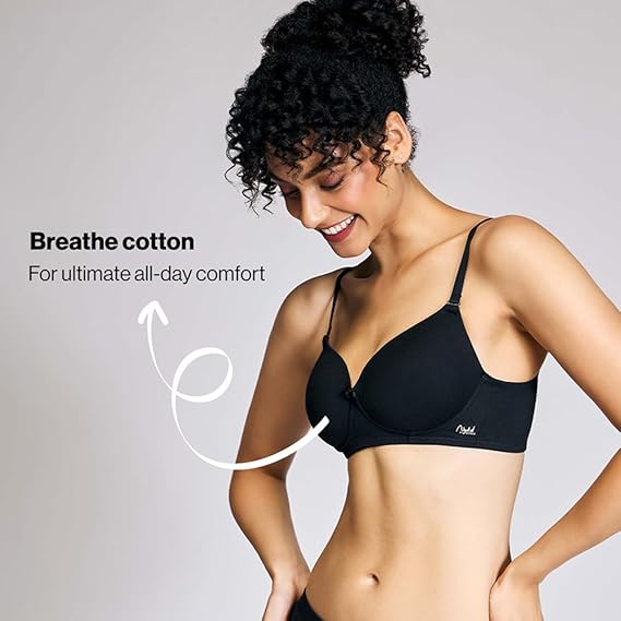 NYKD Women’s Cotton Lightly Padded Wire-Free Full Coverage T-Shirt Bra - NYB198